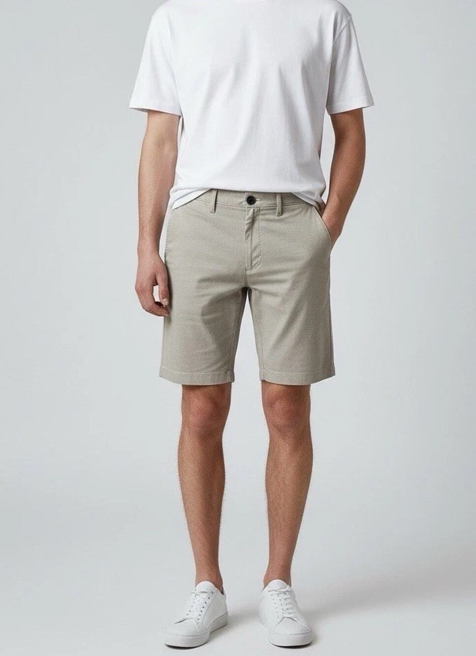 New Scotch & Soda Flat Front Light Khaki Twill Short Regular Fit Size 30 NWT